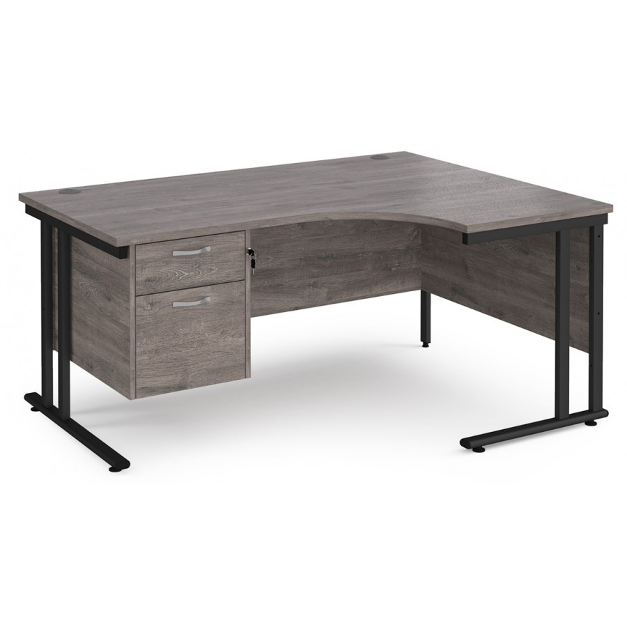 Maestro Cantilever Leg Corner Desk with Two Drawer Pedestal